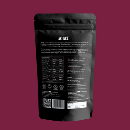 Crispy Roots Spicy 30g back pack — nutrition facts and ingredients by Akunka